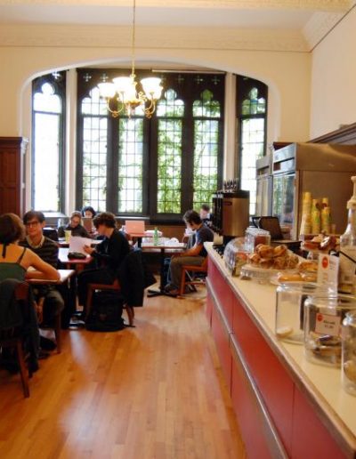 Students gathered in a campus coffee shop