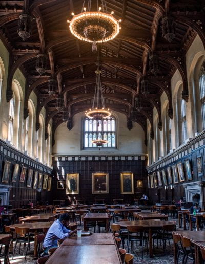 A student reads in UChicago's Reynolds Club.